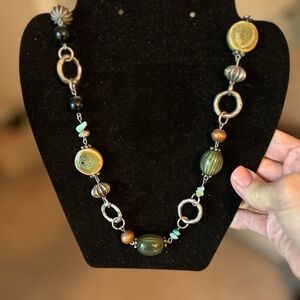 Boho stone necklace, earth tones